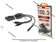 Кабель 3 в 1 Lightning Miсro-USB Type-C  - USB 1,2м 3A WIIIX CBS-404-U8MUTC-12B быстрый|Код 67250