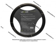 Оплетка на руль LECAR М кожа перфорация черная|Код 70328