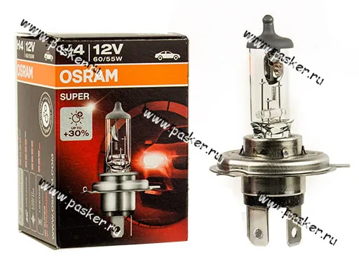 Лампа галоген 12V H4 60/55W P43t OSRAM +30% яркости 64193SUP