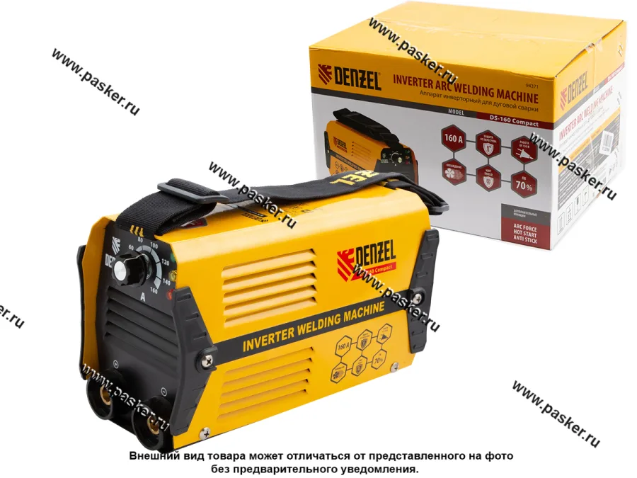 Сварочный аппарат инверторный 160А ПВ 70% диам.эл. 1,6-3,2мм DS-160 Compact Denzel 94371