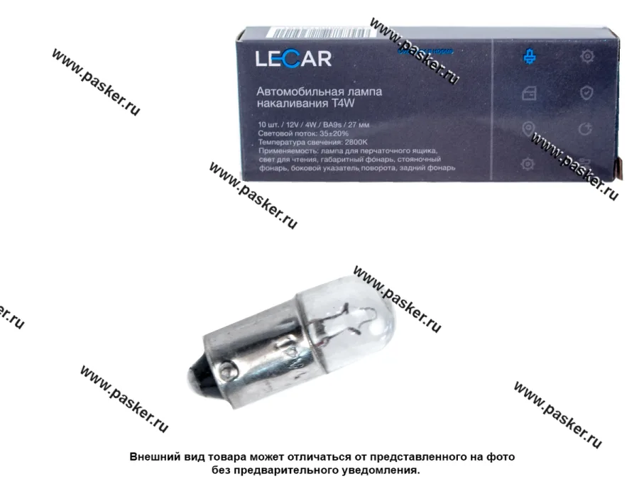 Лампа 12VT4W BA9s LECAR