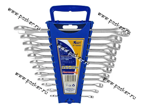 Ключи комбинированные 12 предметов 6-22 ЕВРО KRAFT 700591