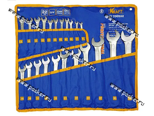 Ключи комбинированные 22 предметов 6-32 сумка KRAFT 700592
