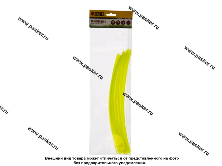 Леска для триммера 2,4мм х 30см нарезанная 50шт FLEX CORD квадрат Denzel 96103