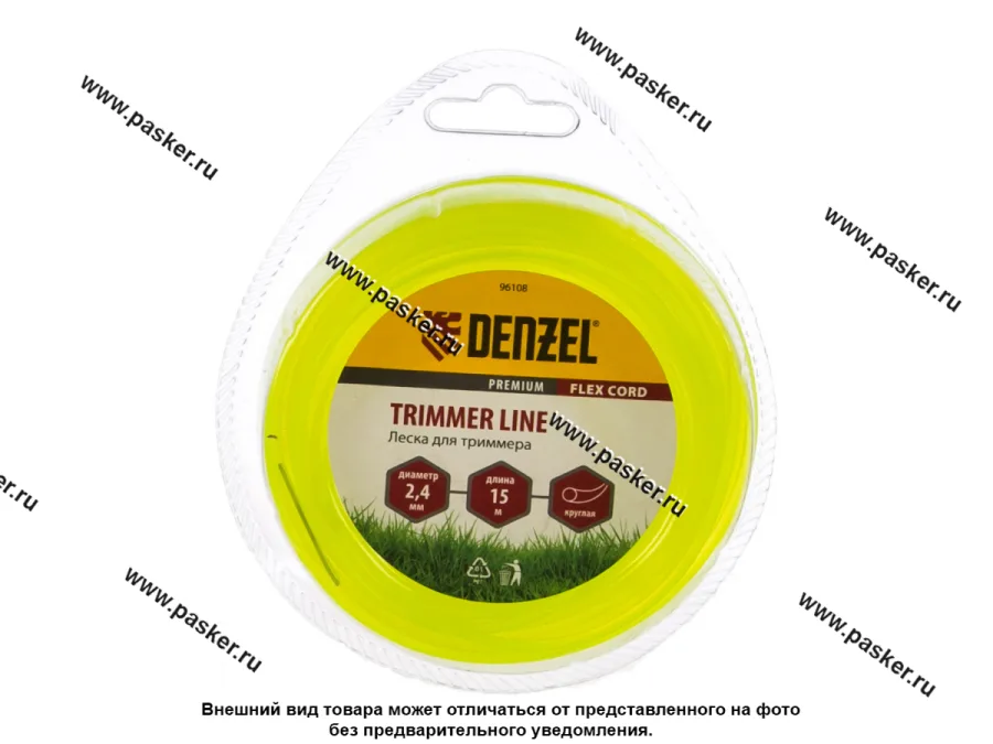 Леска для триммера 2,4мм х 15м FLEX CORD круглая Denzel 96108