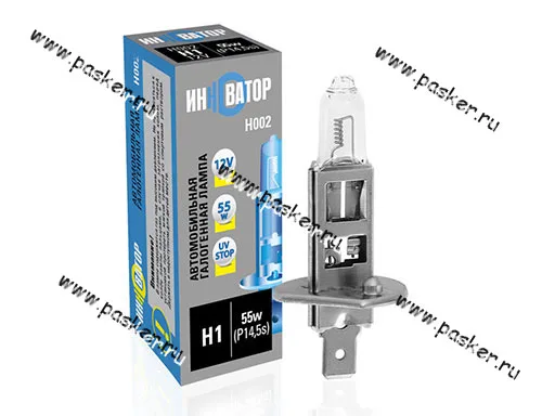 Лампа галоген 12V H1 55W P14.5s Новатор/Инноватор ИН002 [упаковка 10 шт.]