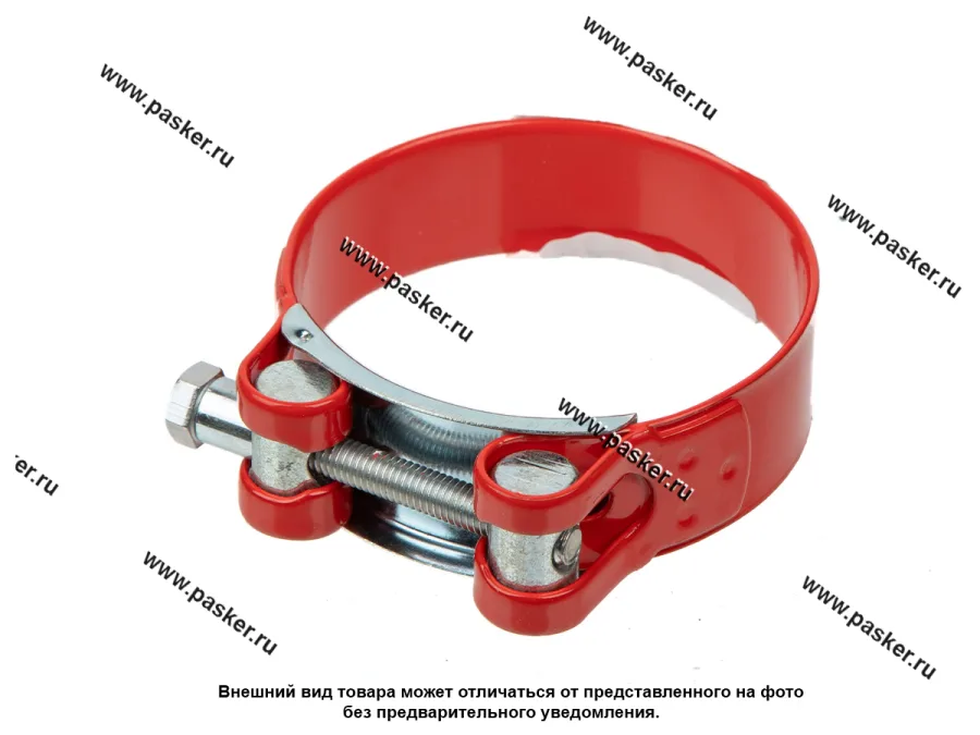 Хомут COMFORT 64-67 силовой одноболтовый красный