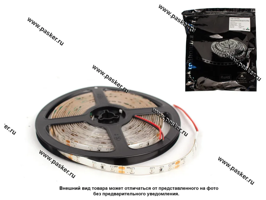 Лента светодиодная 12В 3528 300SMD IP65/67/LS604 герметичная красн 4,8Вт/м 1метр [упаковка 5 м]