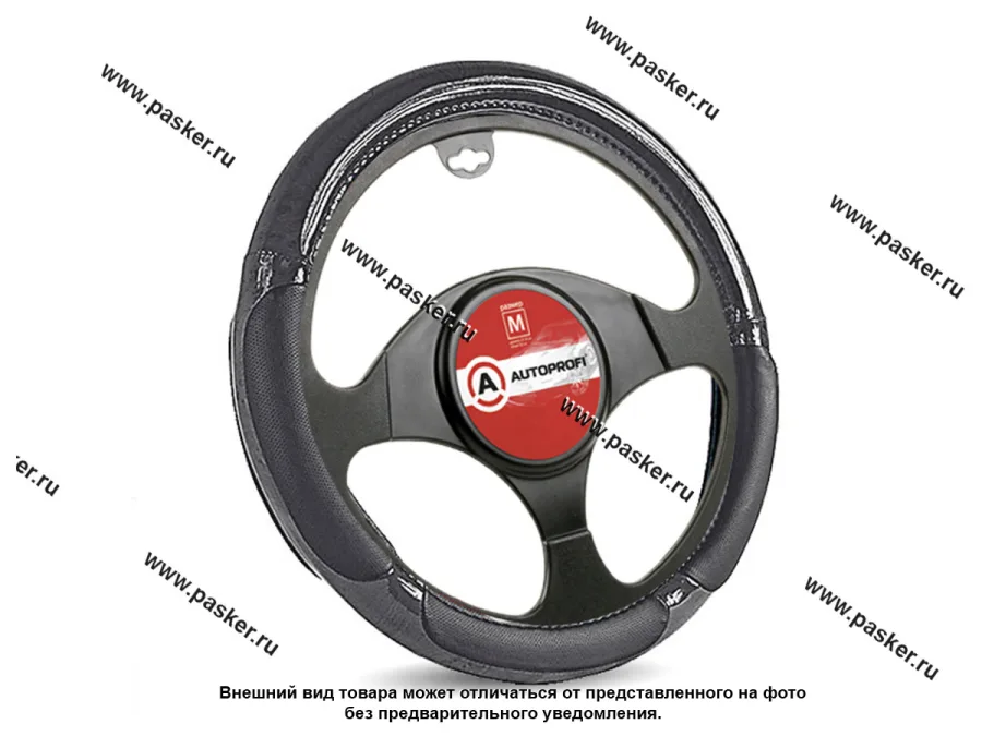 Оплетка на руль AUTOPROFI SP-5022 BK/BK.WOOD (M) черная