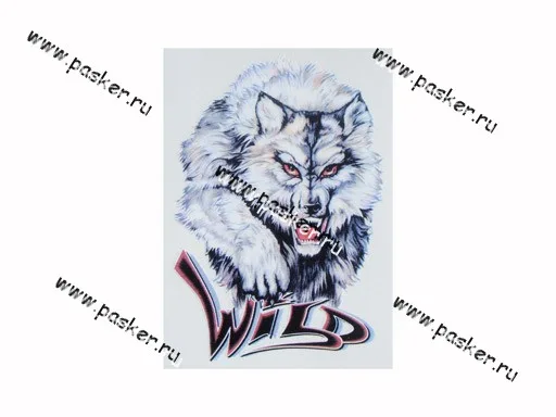 Наклейка Волк Wild 16х11см [упаковка 10 шт.]