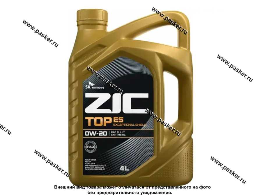 Масло ZIC  0W20 TOP ES API SP ACEA C5/C6 4л син 162045