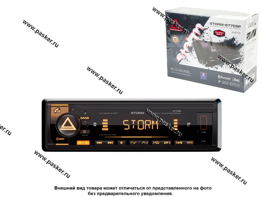 Автомагнитола AURA USB/Bluetooth/FM 4x51Вт STORM-677DSP