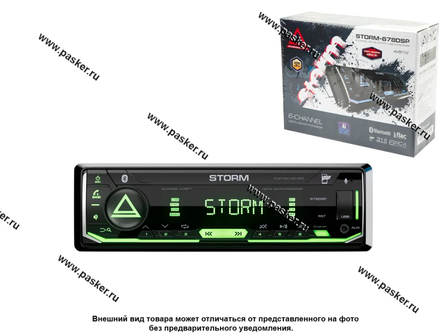 Автомагнитола AURA USB/Bluetooth/FM 4x51Вт STORM-678DSP