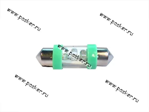 Лампа светодиод 12V5W SV8.5-8 ДиаЛуч 3LED зеленая [упаковка 4 шт.]