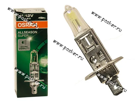 Лампа галоген 12V H1 55W P14.5s OSRAM +30% яркости всепог. 64150ALS