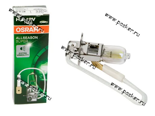 Лампа галоген 12V H3 55W Pk22s OSRAM +30% яркости всепогодная 64151ALS