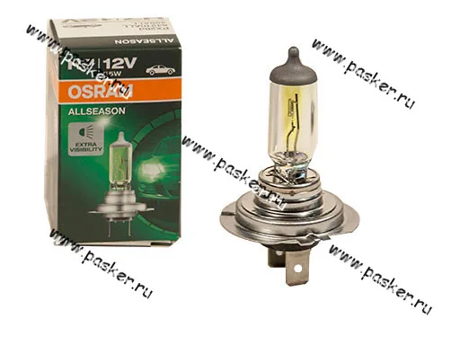 Лампа галоген 12V H7 55W PX26d OSRAM всепогодная 64210ALL