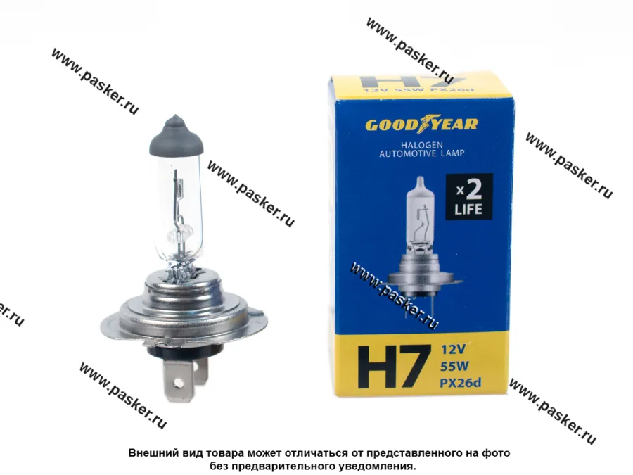 Лампа галоген 12V H7 55W PX26d Long Life Goodyear GY017122