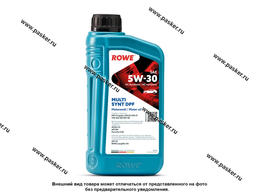 Масло ROWE  5W30 HIGHTEC MULTI SYNT DPF API SP ACEA C3 1л син