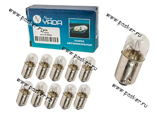 Лампа 24V1W BA9s Nord YADA [упаковка 10 шт.]