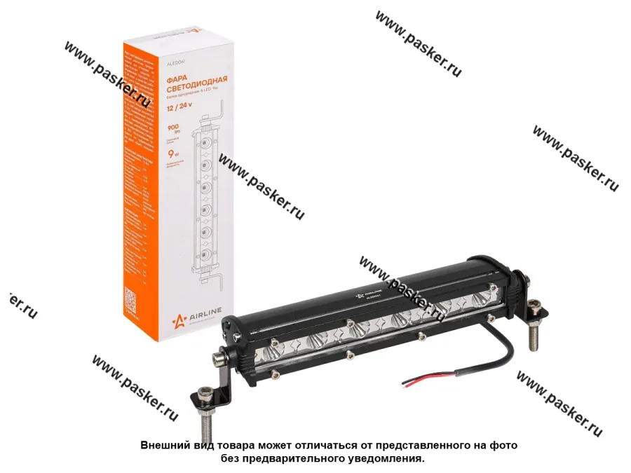 Фара светодиодная прямоугольная 9W 12/24V AIRLINE 6LED направленный поток света ALED061