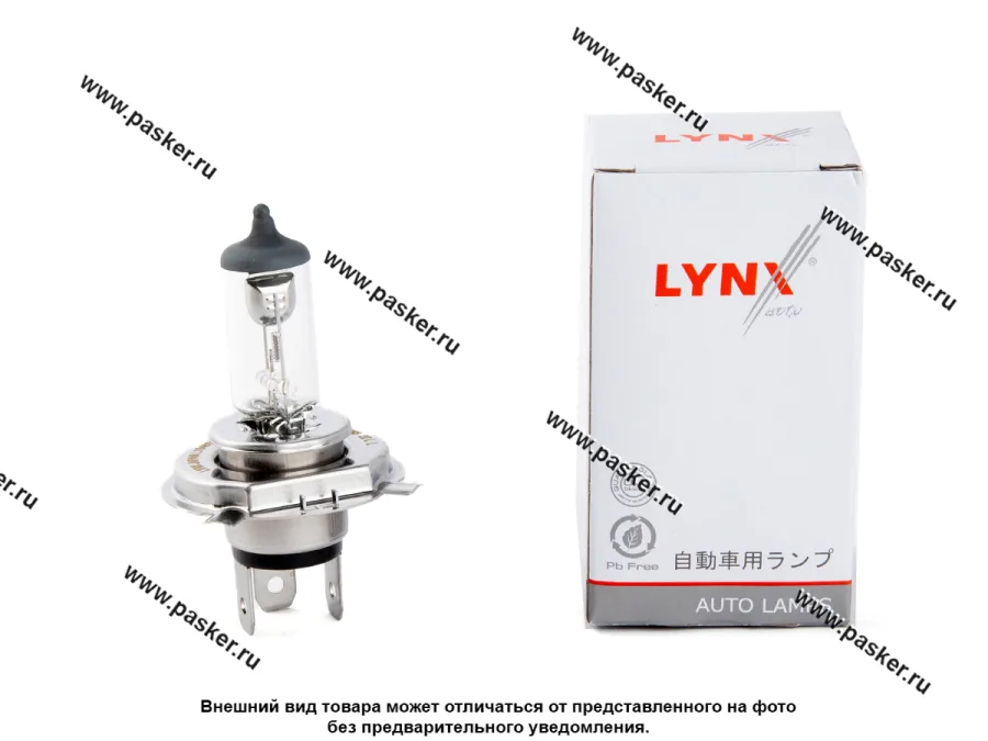 Лампа галоген 12V H4 60/55W P43T-38 LYNXauto L10460