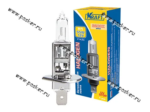 Лампа галоген 12V H1 55W P14.5s KRAFT 700000
