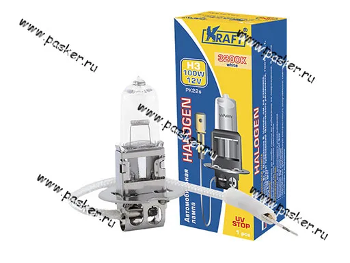 Лампа галоген 12V H3 100W Pk22s KRAFT 700007