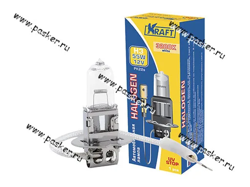 Лампа галоген 12V H3 55W Pk22s KRAFT 700006