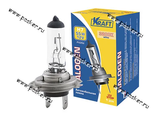Лампа галоген 12V H7 55W PX26d KRAFT 700014