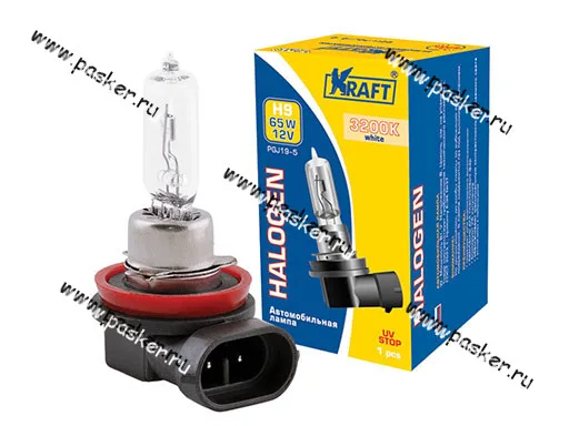 Лампа галоген 12V H9 65W PGJ19-5 KRAFT 700019