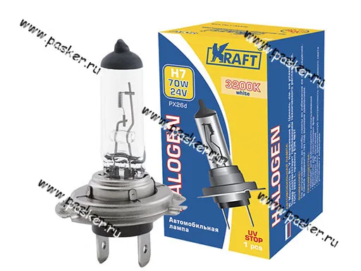 Лампа галоген 24V H7 70W PX26d KRAFT 700016