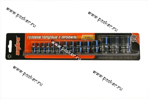 Головки торцевые 1/2-1/4-3/8 14 предметов Е4-Е24 OMBRA 910614