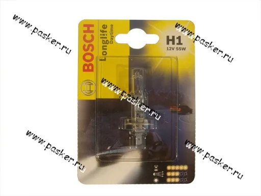 Лампа галоген 12V H1 55W P14.5s BOSCH Long Life Daytime 051