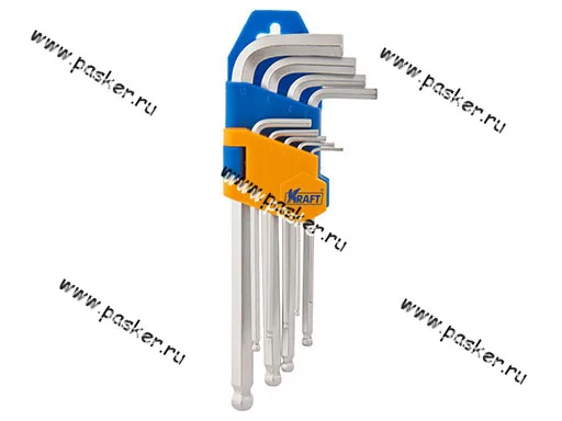 Ключи шестигранные с шаром  9 предметов короткие KRAFT 700564