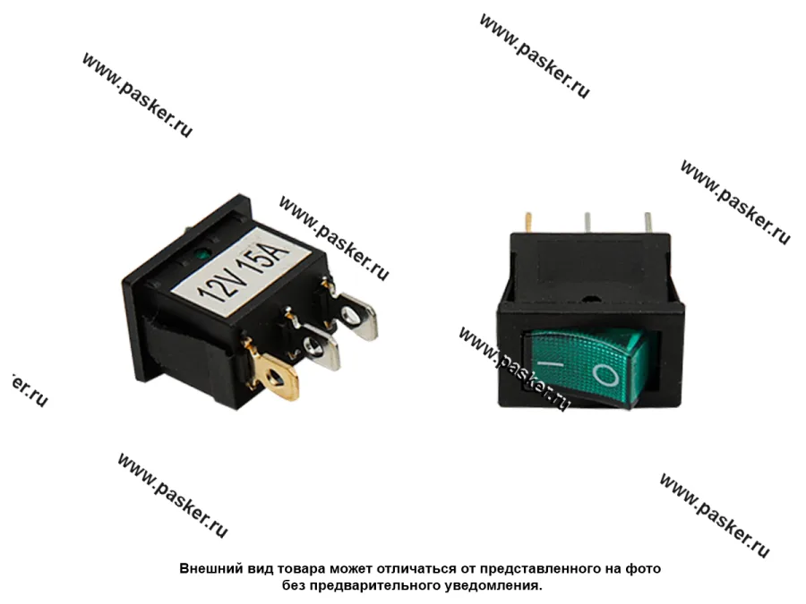ВК универсальный двухпозиционный Nord YADA зеленый с индикатором 12V 15А Mini 3 контактный