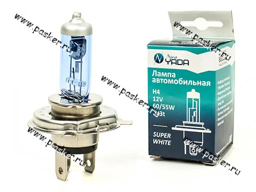 Лампа галоген 12V H4 60/55W P43t Nord YADA SUPER WHITE