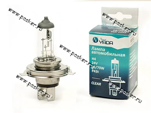 Лампа галоген 24V H4 75/70W P43t Nord YADA CLEAR