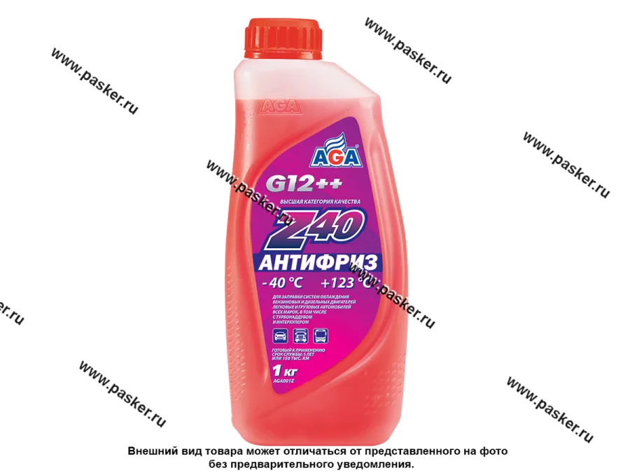 Антифриз AGA-40 001Z G12++ 1кг красный