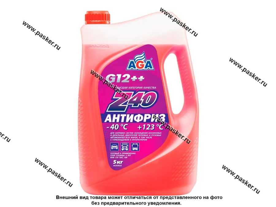 Антифриз AGA-40 002Z G12++ 5кг красный