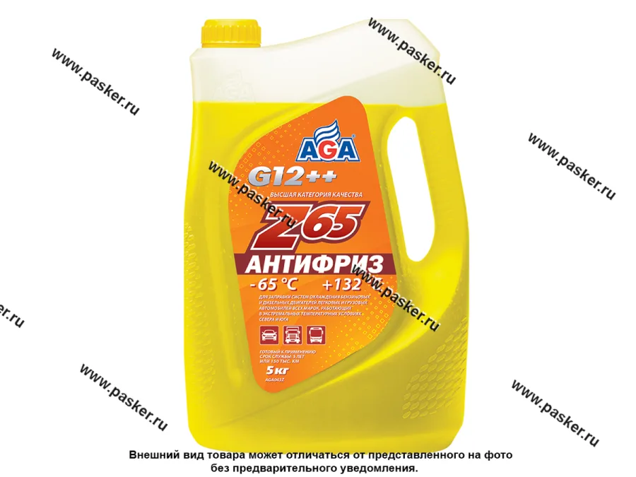 Антифриз AGA-65 043Z G12++ 5кг желтый