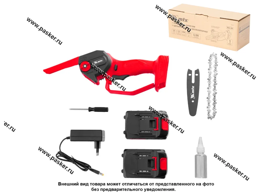 Пила цепная мини аккумуляторная MCS-100 шина 100мм Li-Ion 20В MTX 58640