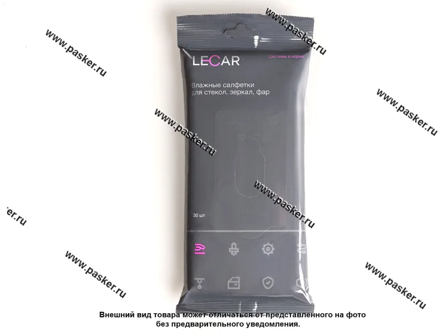 Салфетки влажные LECAR для стекол 30шт