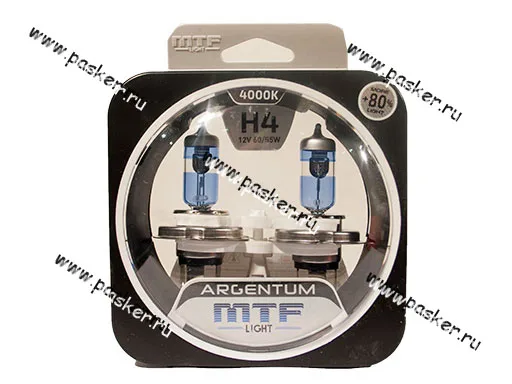 Лампа галоген 12V H4 60/55W P43t MTF Argentum +80%  4000К