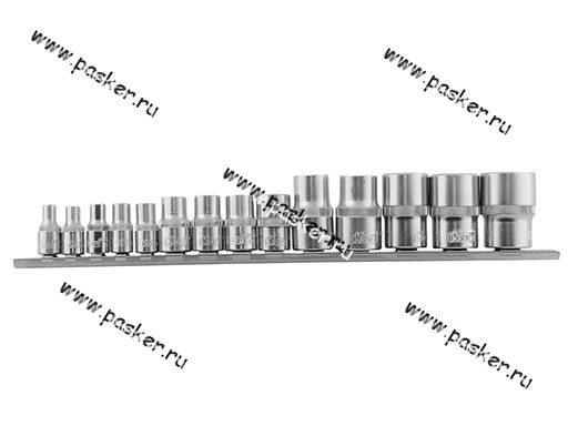 Головки торцевые 1/2-1/4-3/8 14 предметов E4-E24 KRAFT 700694