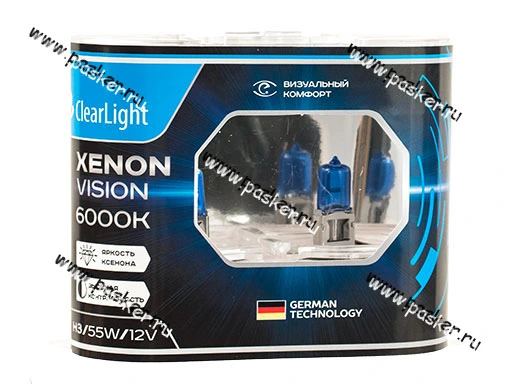 Лампа галоген 12V H3 55W Pk22s ClearLight XenonVision MLH3XV 6000К