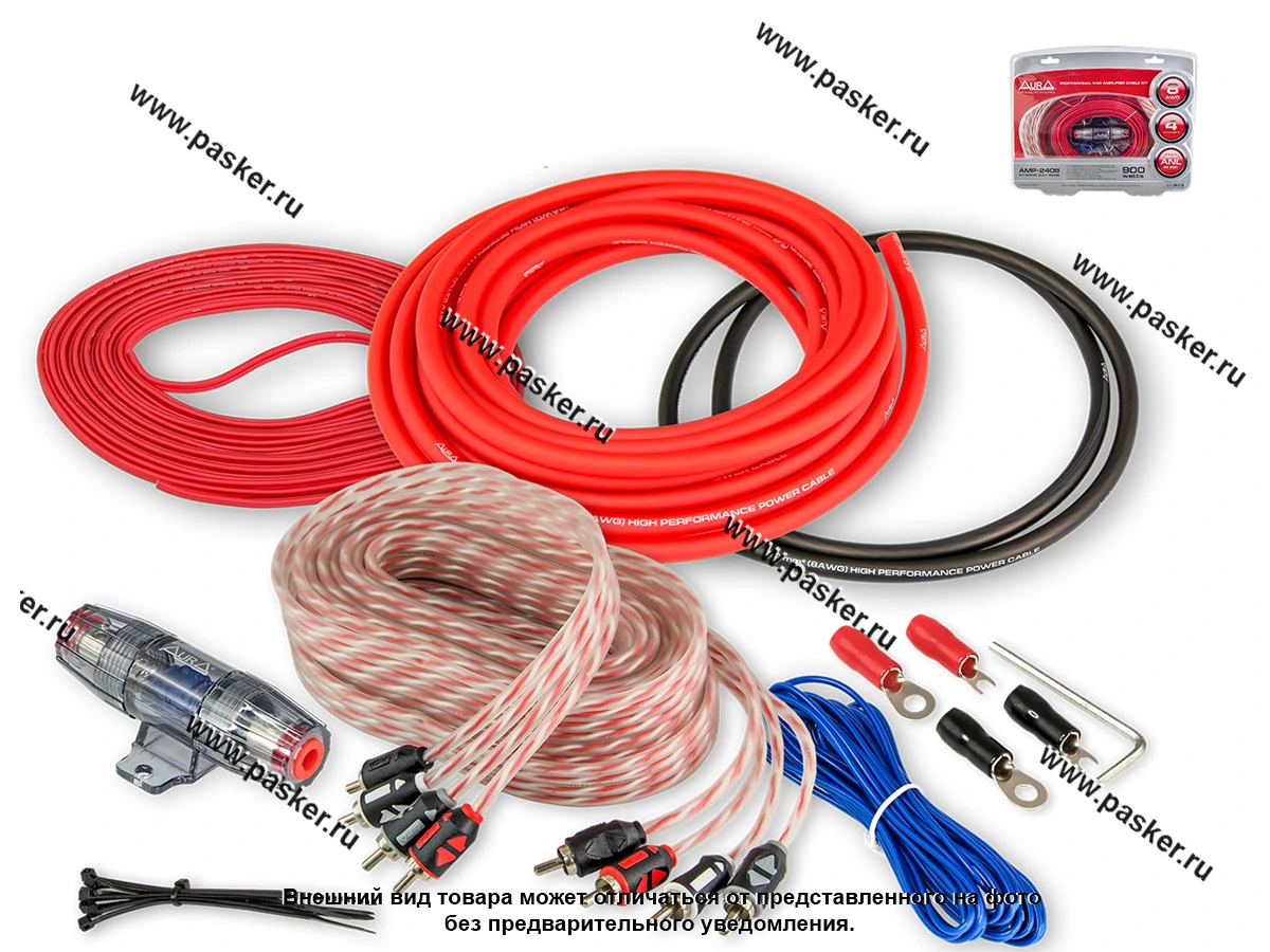 АУДИО Комплект для подключения 4х канального усилителя 8AWG (8мм2) AURA AMP-2408
