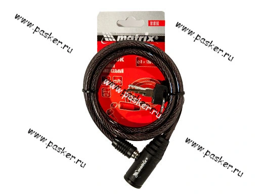 Замок тросовый MATRIX  8x1200мм 91816