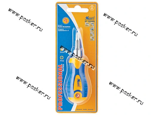 Отвертка комбинированная  38мм SL5 (5мм) x PH2 (6мм) KRAFT 700468