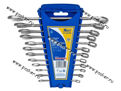 Ключи комбинированные 12 предметов 6-19 KRAFT Master 700762